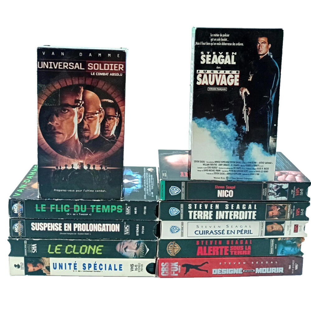 Lot of 11 VHS – Steven Seagal & Jean-Claude Van Damme –‎ French Version